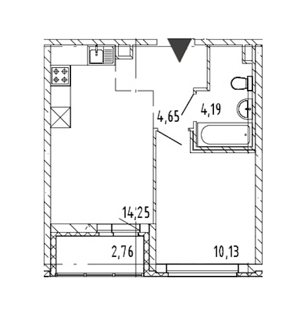 1-комнатная квартира 33.22 м², 2/17 эт., ЖК «Новые горизонты 2»
